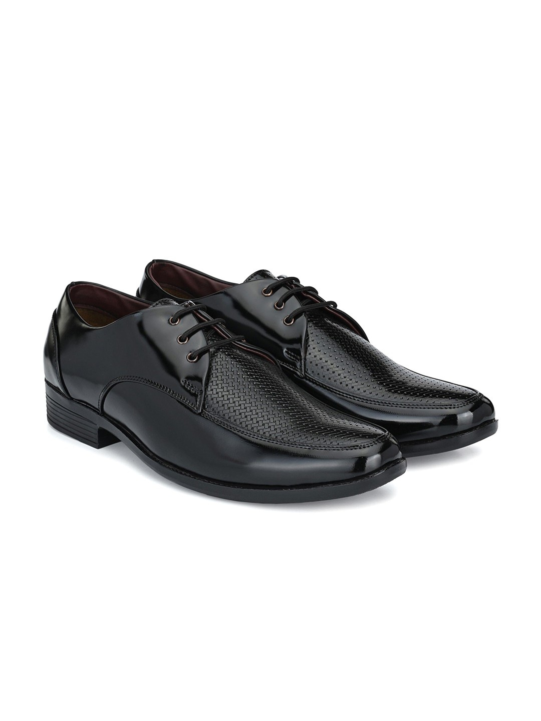 

Rising Wolf Men Woven Design Lace-Up Formal Derbys, Black