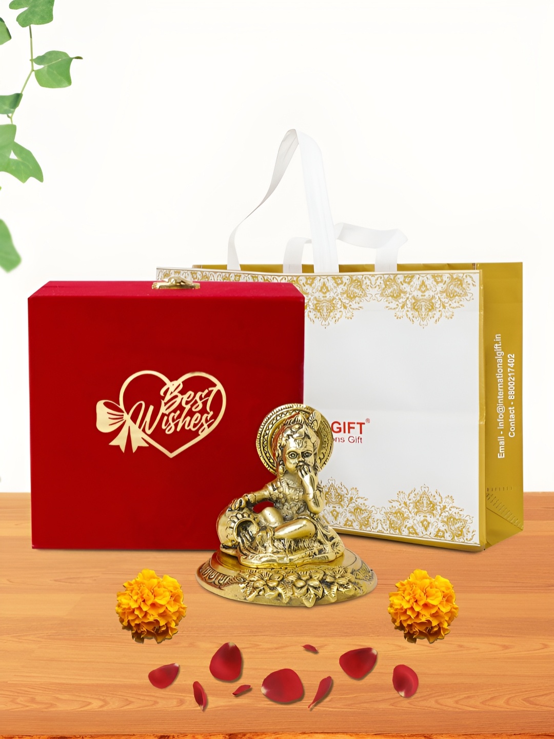 

INTERNATIONAL GIFT Gold-Toned Laddu Gopal Religious Idol Showpiece