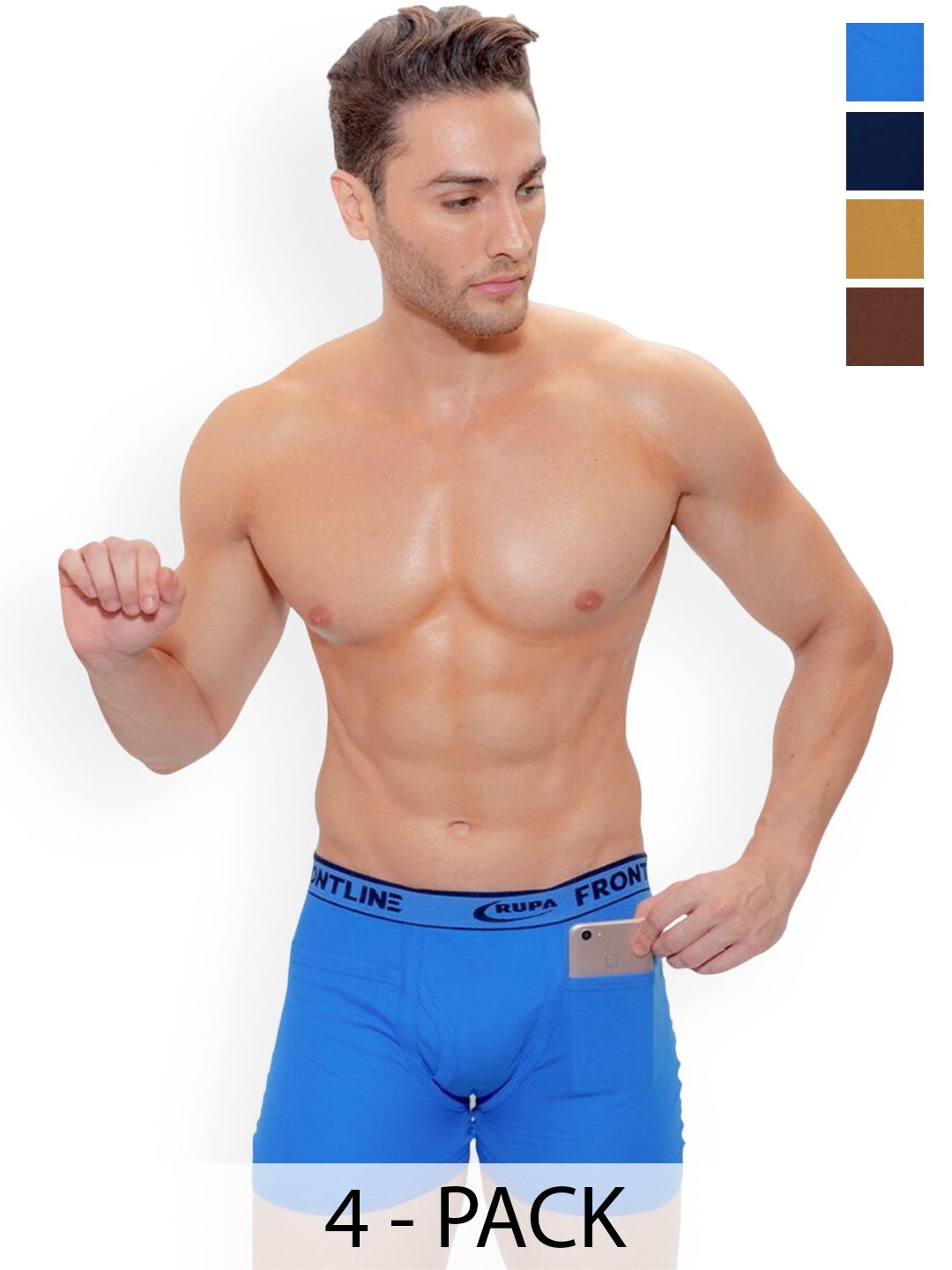 

Rupa Men Pack Of 4 Pure Combed Cotton Trunks, Assorted