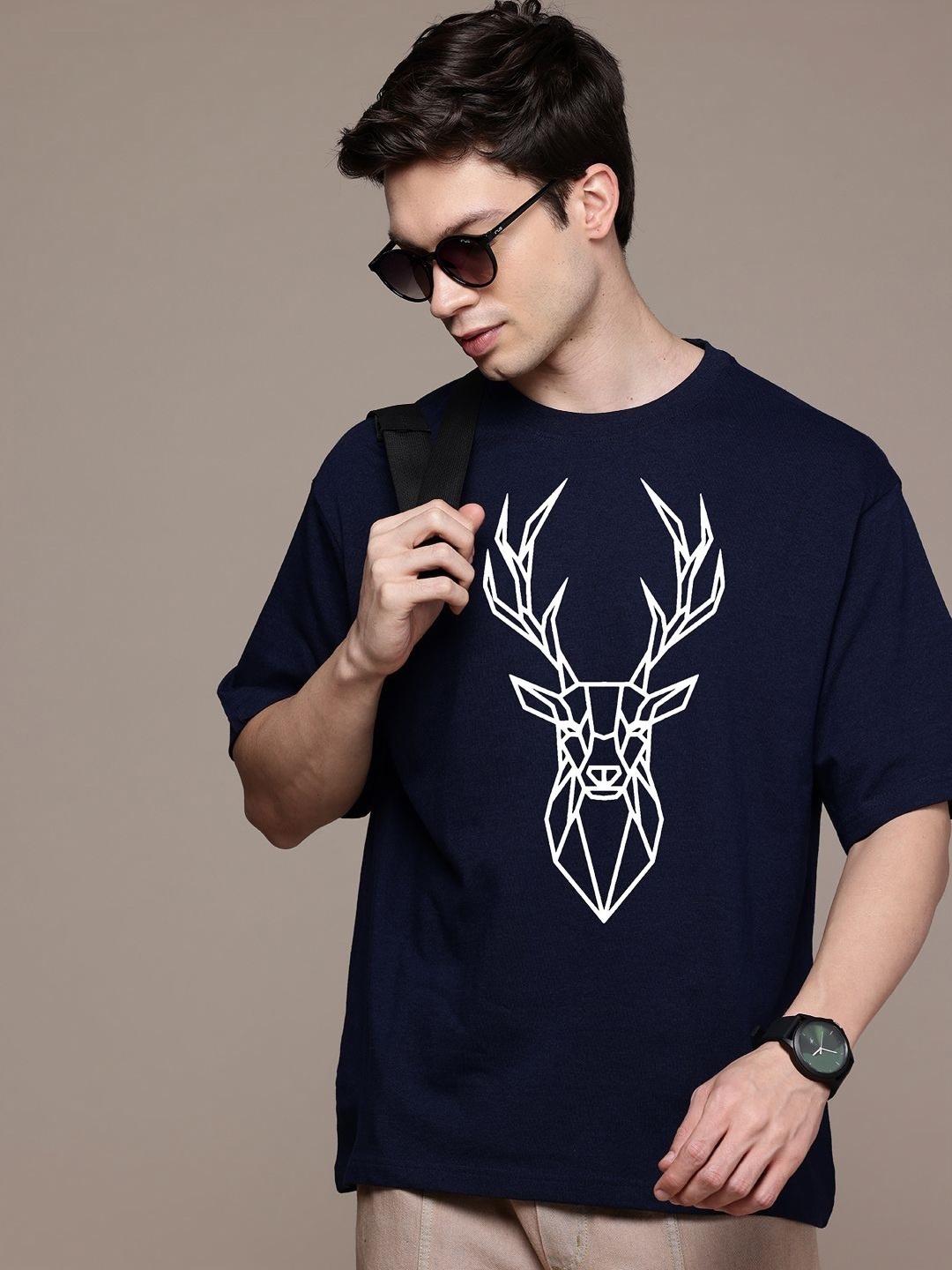 

Moda Rapido Men Printed T-shirt, Navy blue