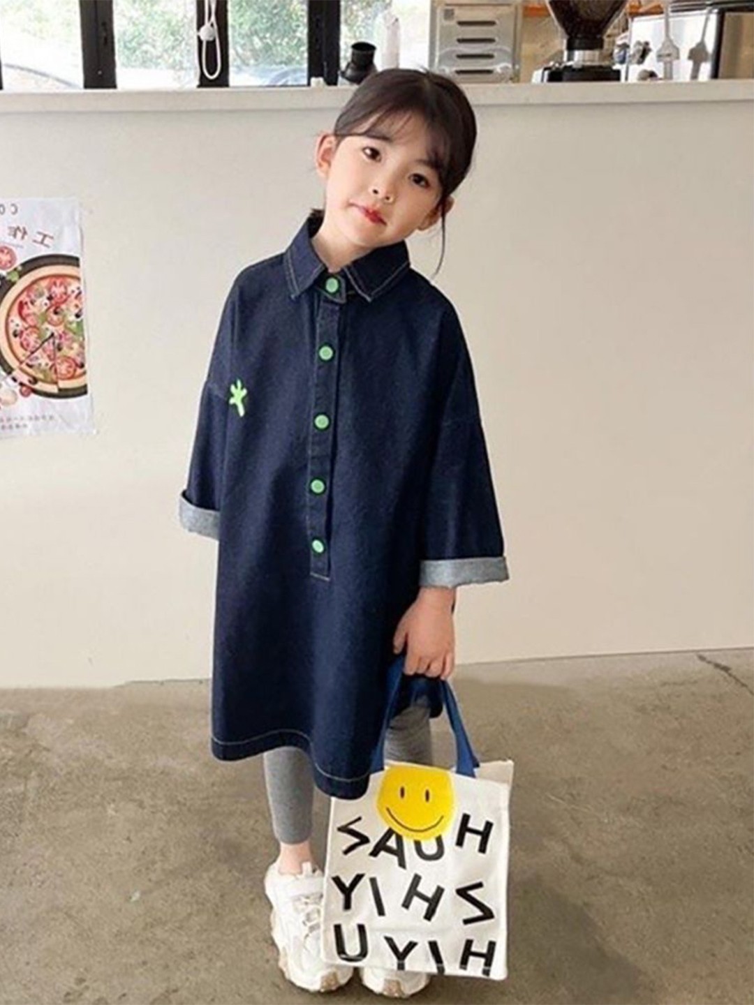 

StyleCast x Revolte Girls Cotton Extended Sleeves T-shirt Dress, Blue