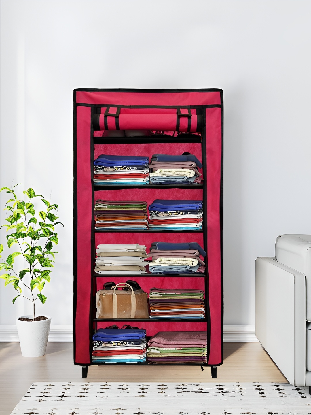 

Rmerchants Pink 6 Tiers Collapsible Wardrobe