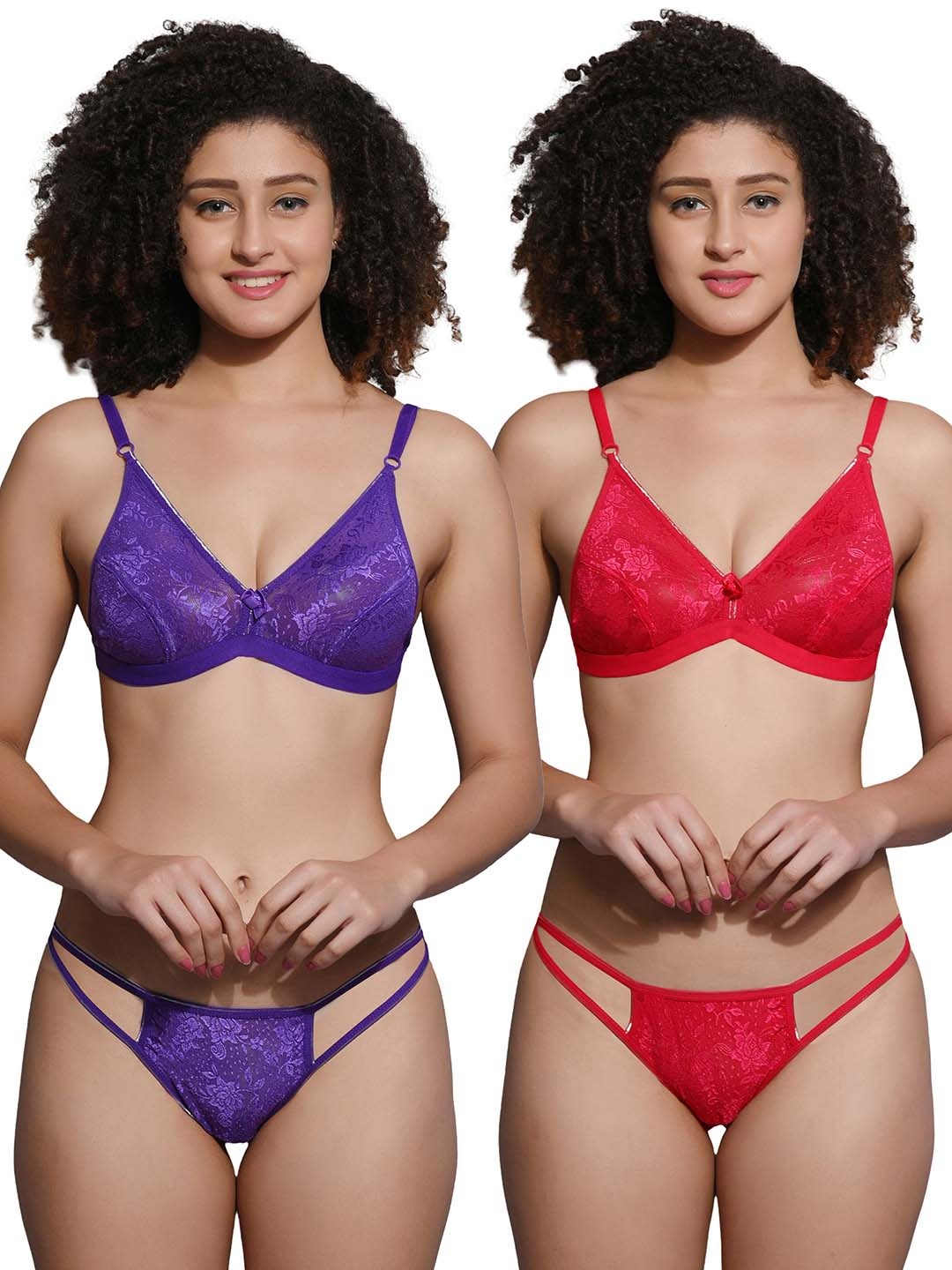 

Fihana Pack Of 2 Shoulder Straps Lingerie Set FIPS-070-PRPL-RED-30B