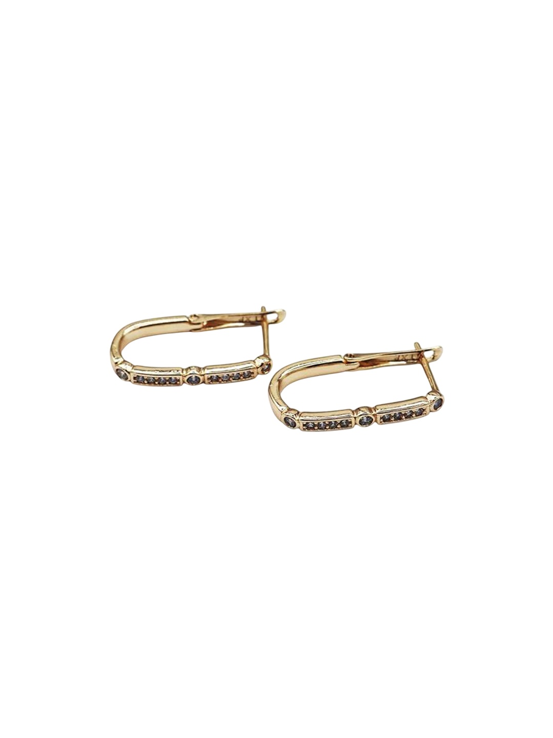 

ISHI New York Gold-Plated Cubic Zirconia Contemporary Shaped Hoop Earrings