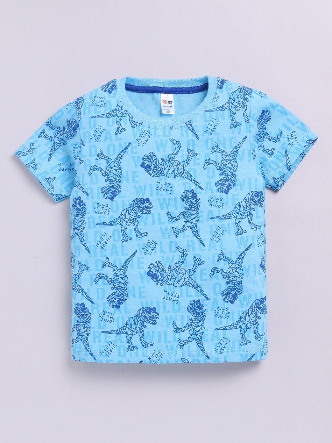

LITTLE NINJA Boys Conversational Printed Round Neck Cotton T-shirt, Blue