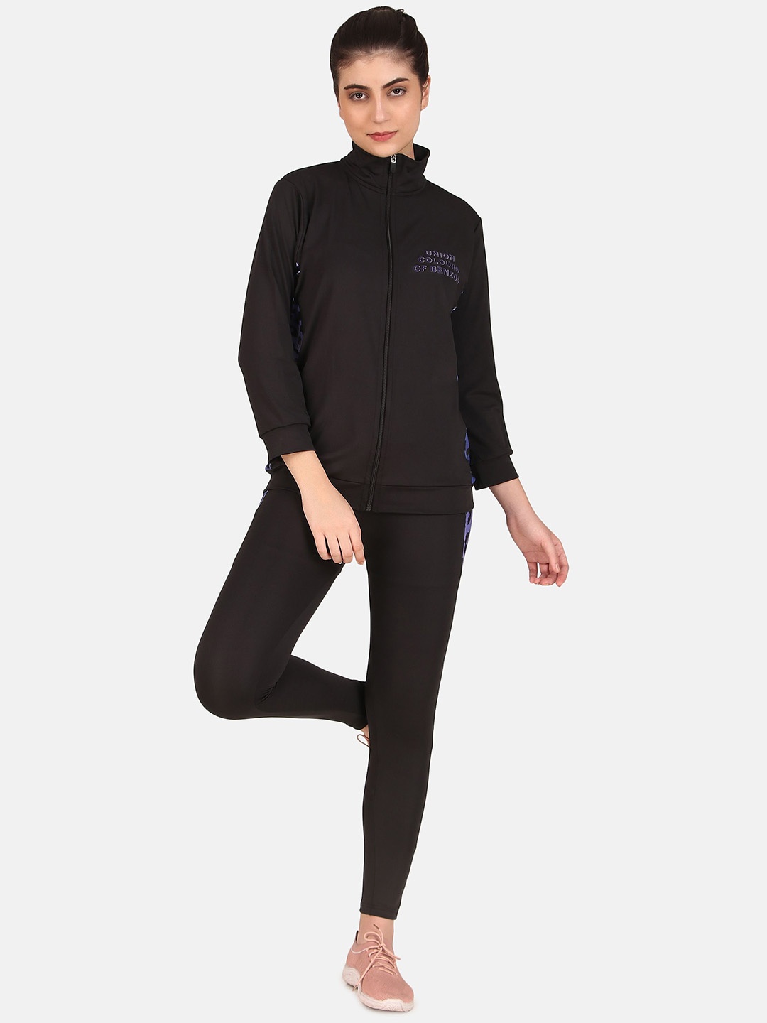 

BENZOS Women Printed Mid-Rise Tracksuits, Black