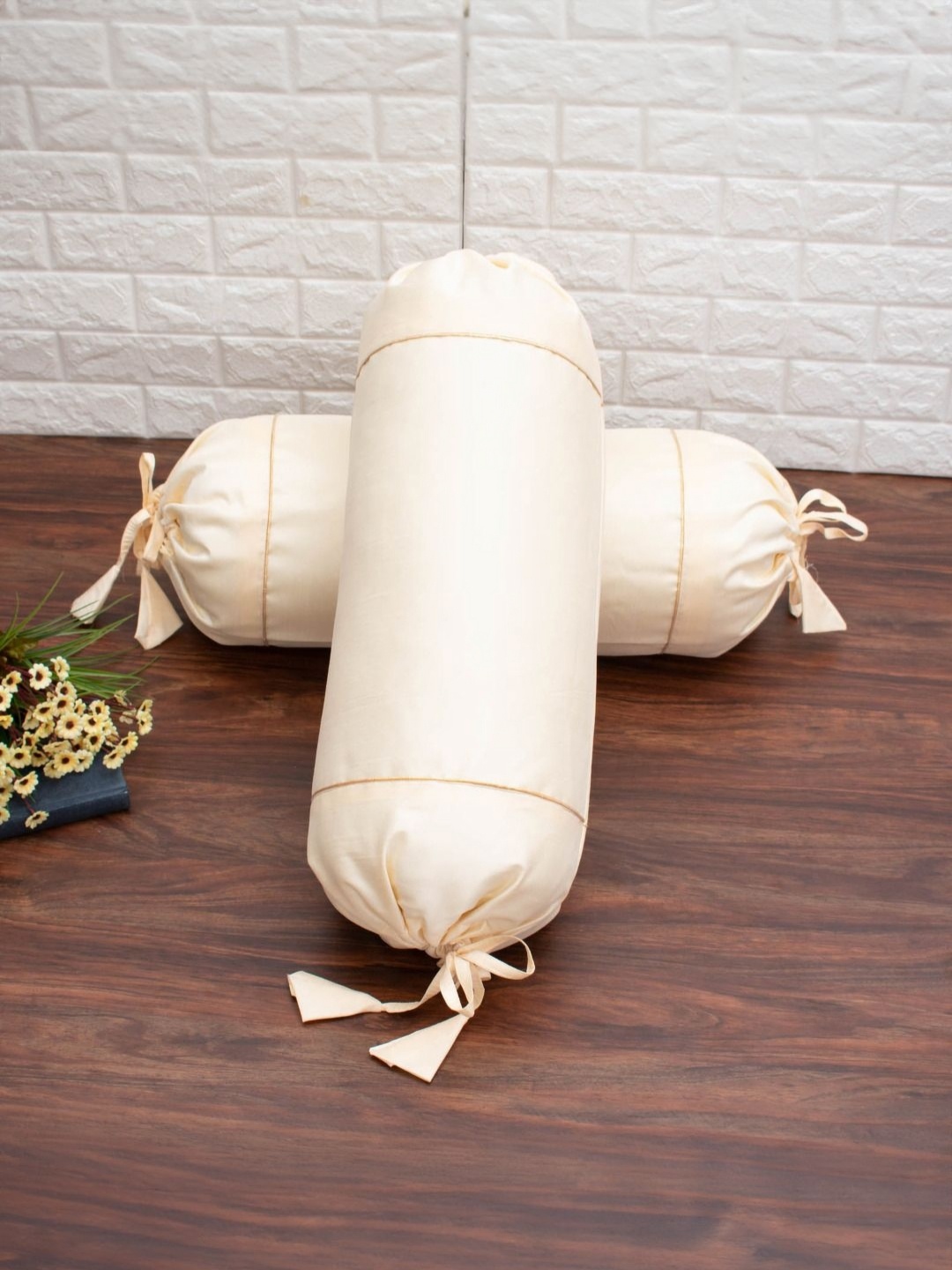 

RoyalDeco 2-Pcs Cream BolsterCovers