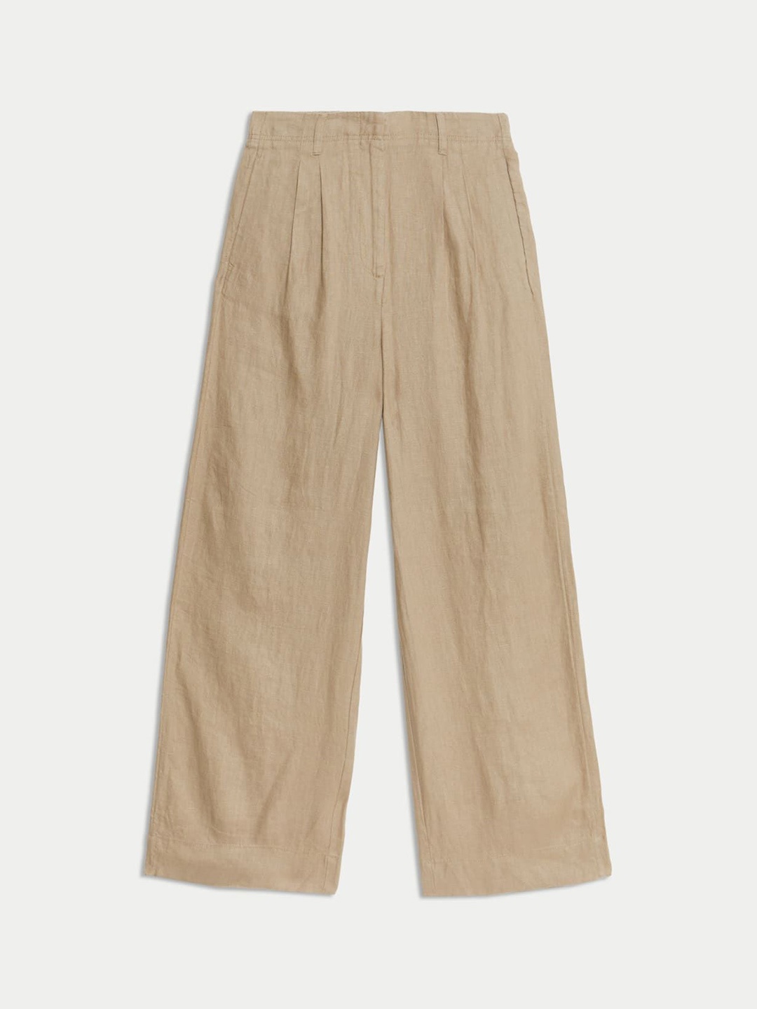 

Marks & Spencer Women High-Rise Trousers, Beige
