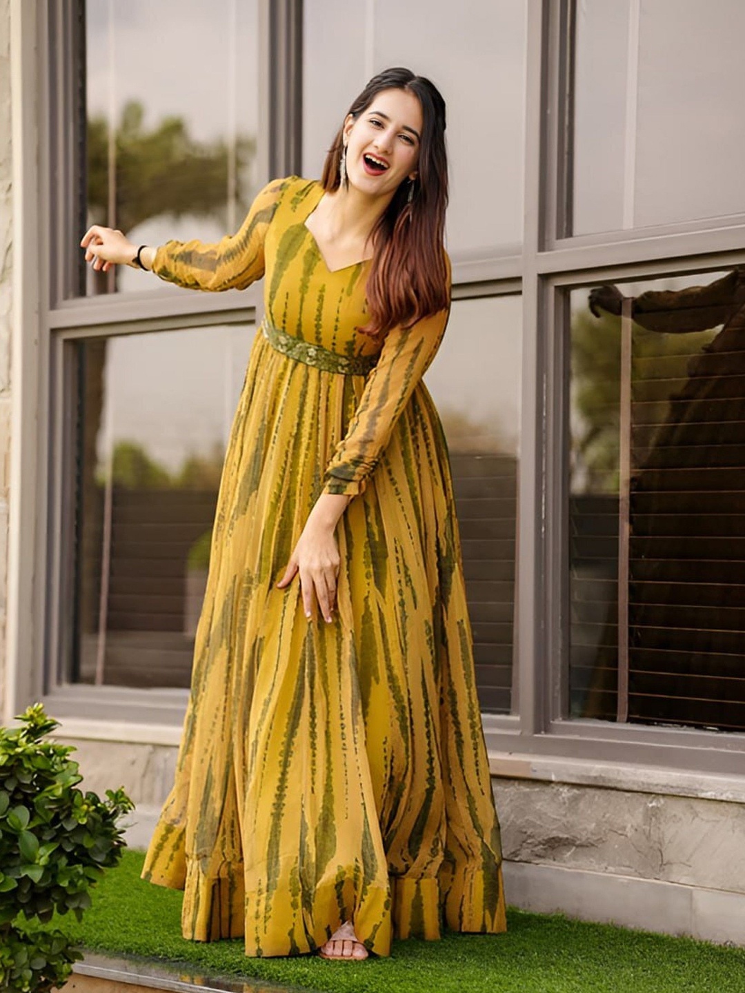 

Femvy Printed Maxi Dress, Yellow
