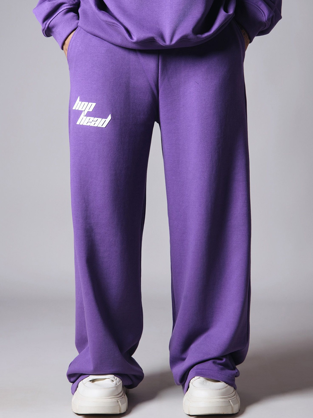 

HOP HEAD Men Mid-Rise Terry Cotton Track Pants, Purple