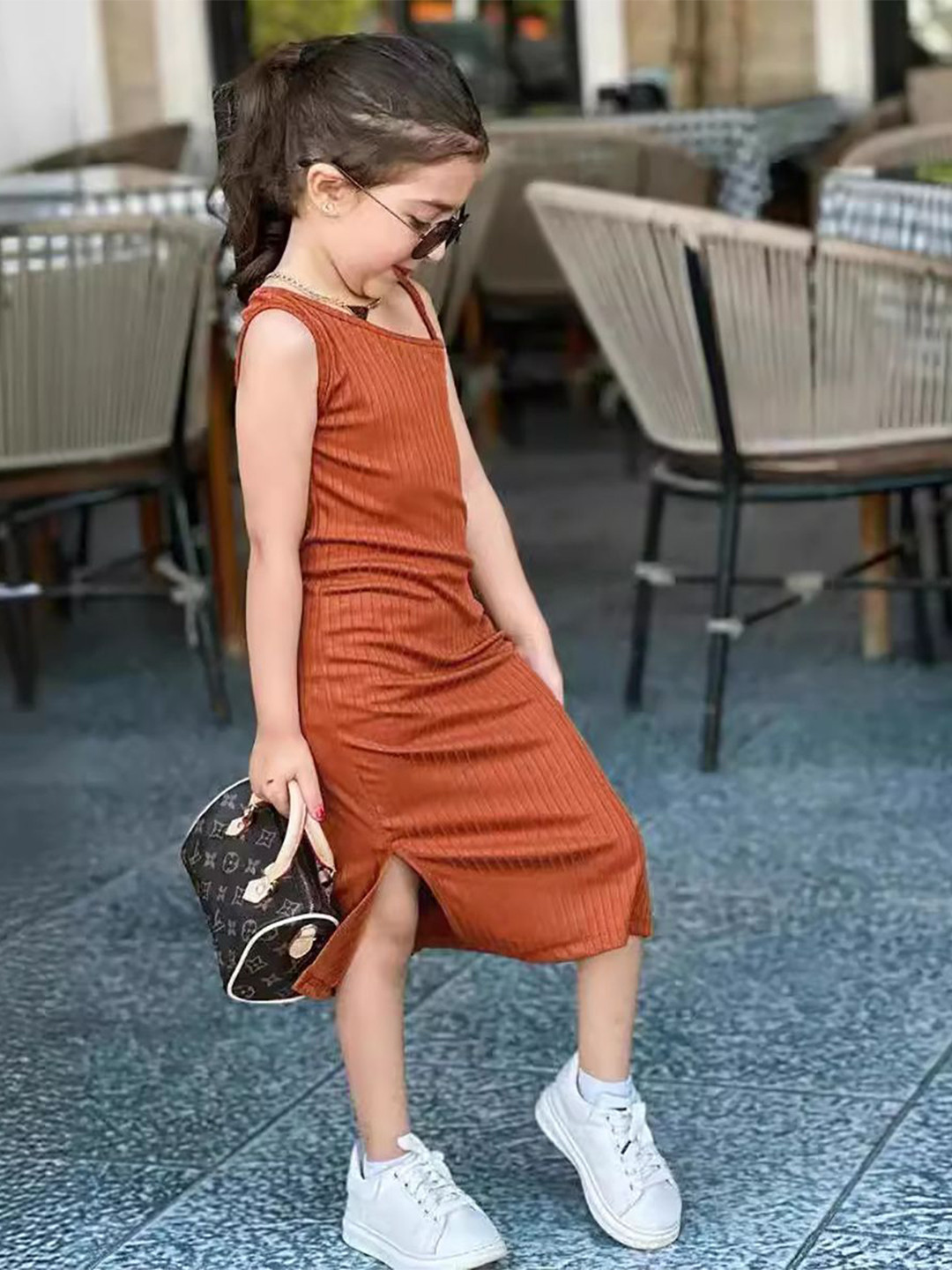 

StyleCast x Revolte Girls One Shoulder Bodycon Midi Dress, Brown