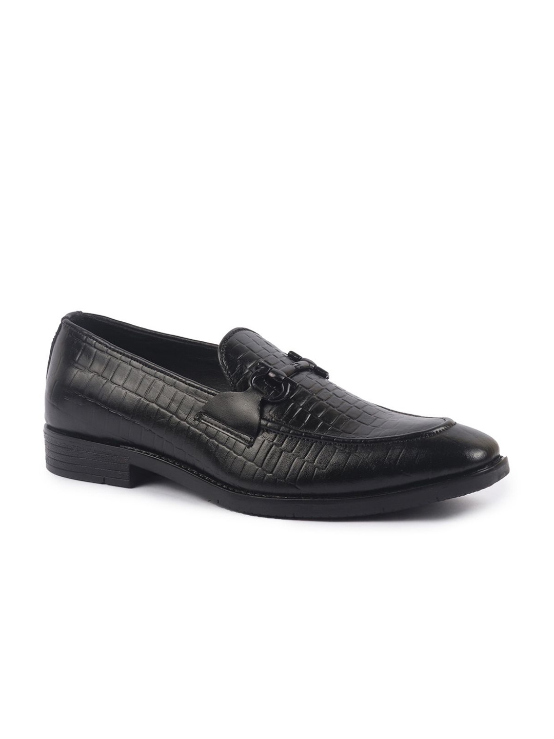 

FAUSTO Men Genuine Leather Horsebit Formal Slip On Shoes, Black