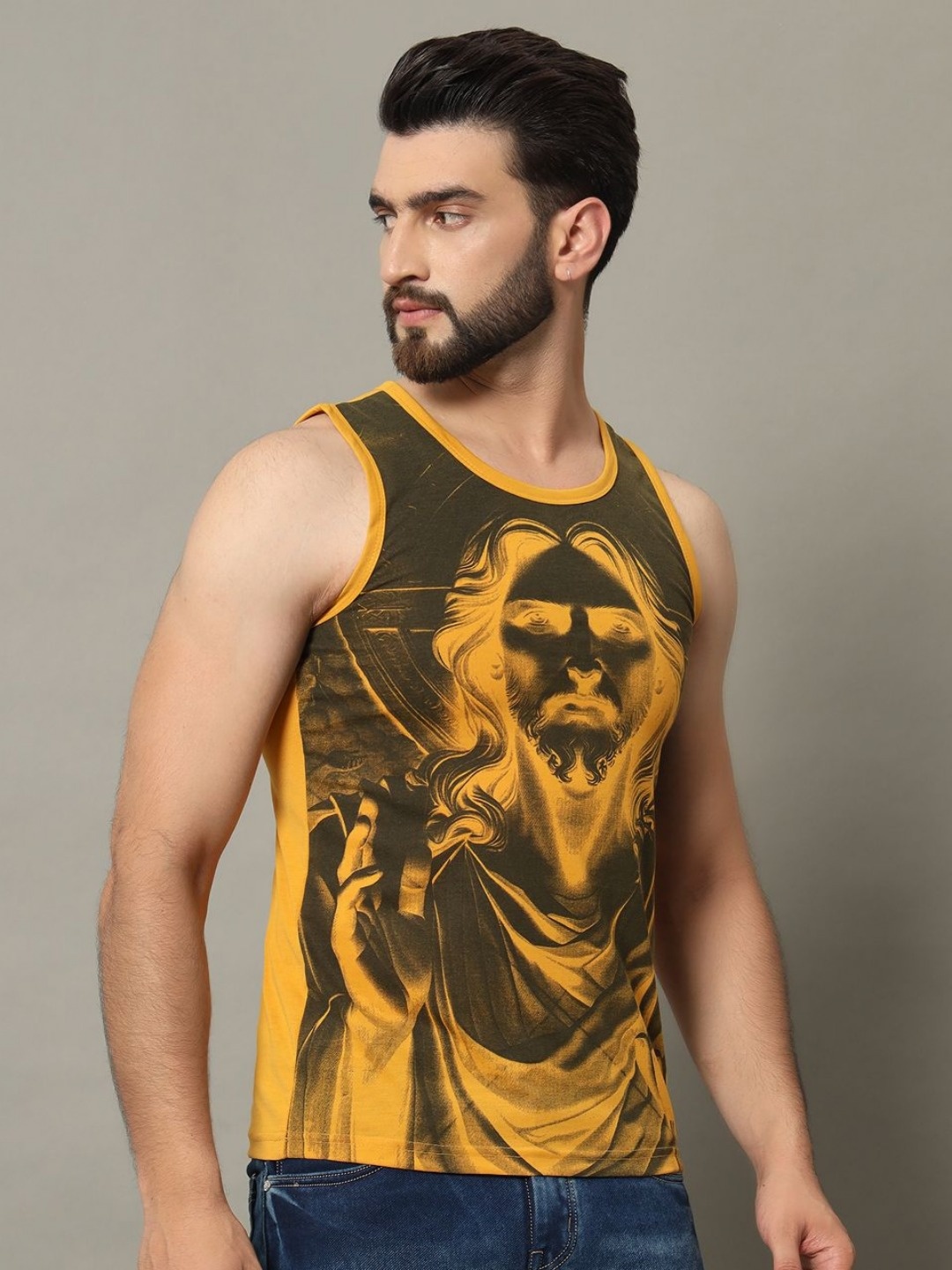 

RELANE Men Graphic Printed Round Neck Cotton T-shirt, Yellow