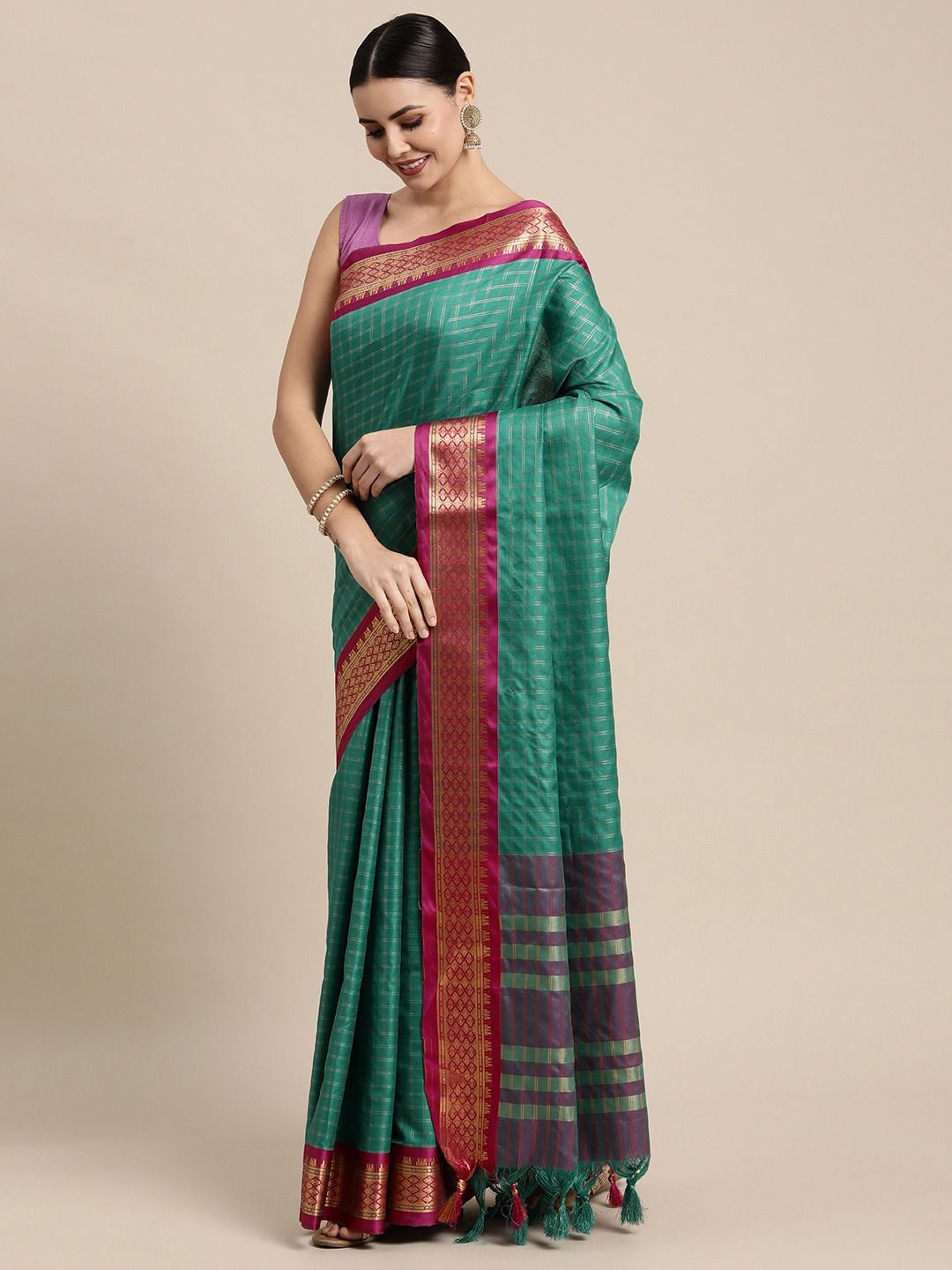 

DIVASTRI Woven Design Zari Saree, Teal