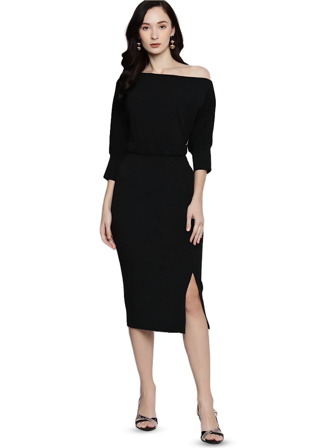 

Moda Rapido Women Sheath Midi Dress, Black