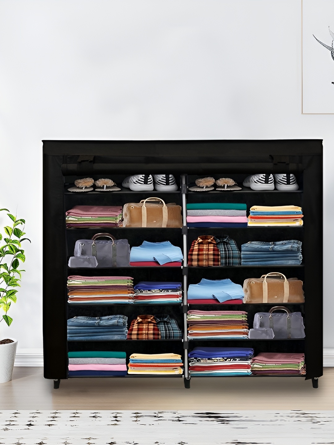 

Rmerchants Black 12 Tiers Collapsible Wardrobe