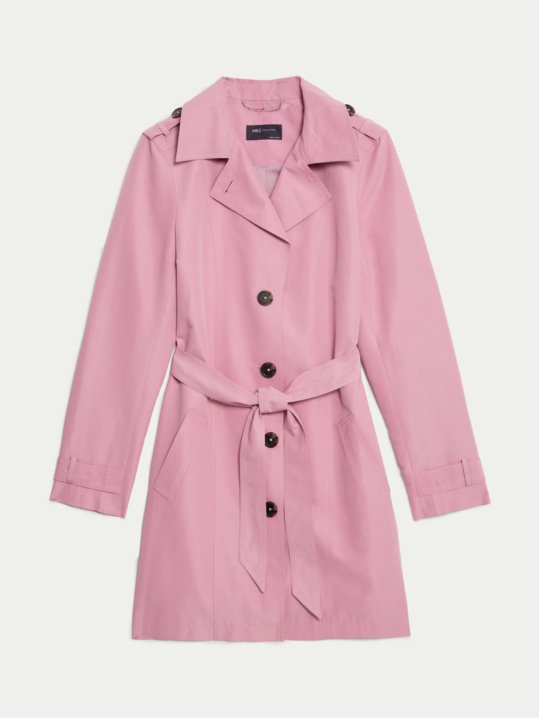 

Marks & Spencer Women Belted Single Breasted Trench Coat, Pink