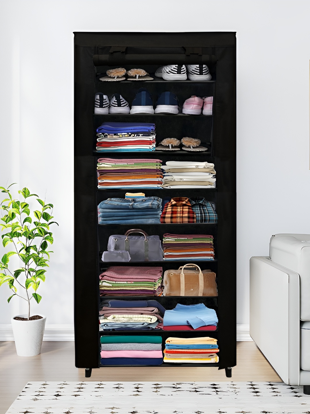 

Rmerchants Black 9 Tiers Collapsible Wardrobe