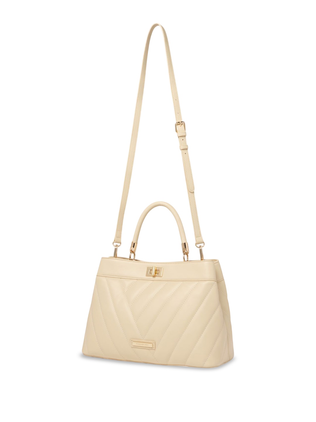 

Forever New Women Solid Structured Sling Bag, Cream