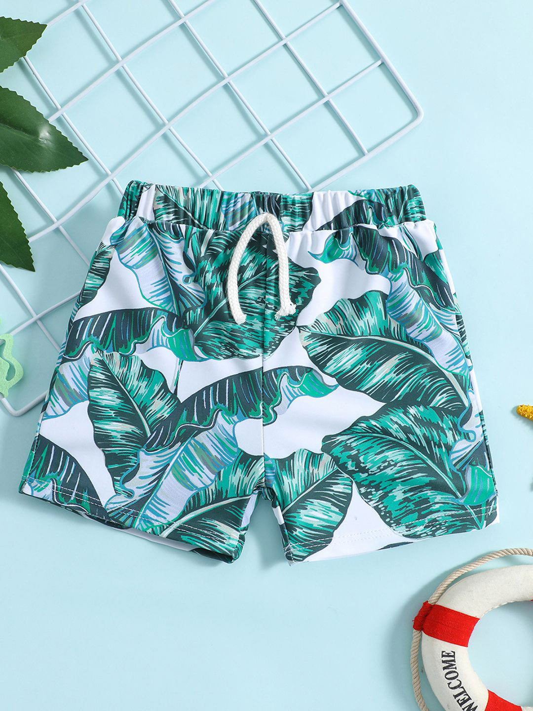 

YK Girls Printed Swim Shorts, White