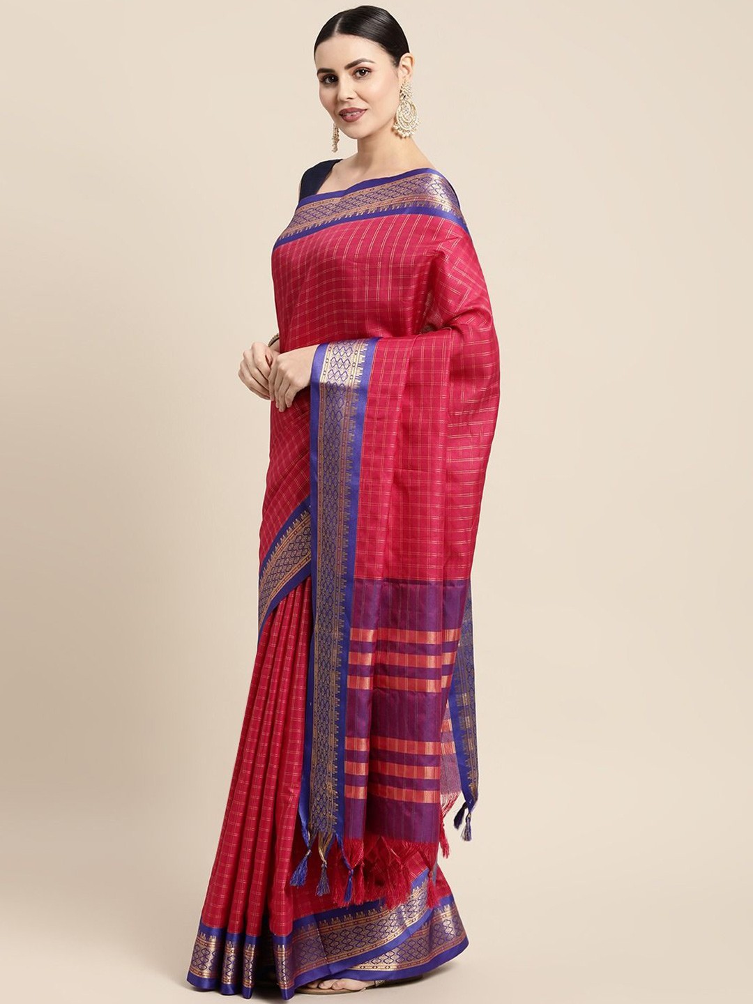 

DIVASTRI Woven Design Zari Saree, Pink
