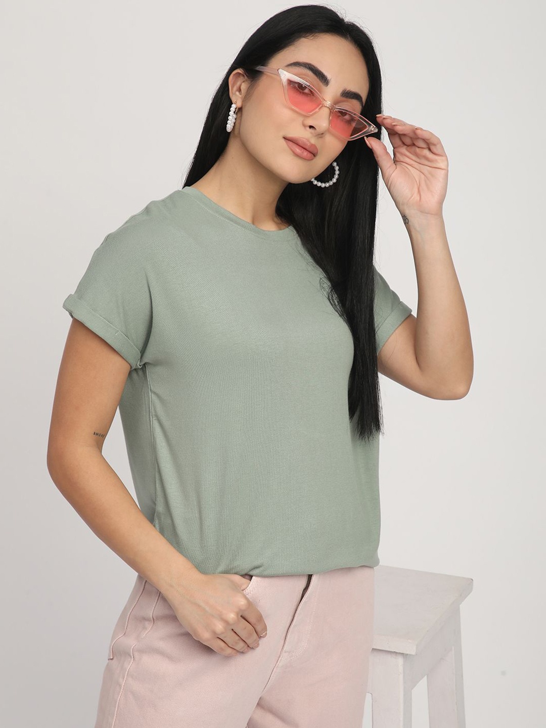 

R&B Women Round Neck T-shirt, Green