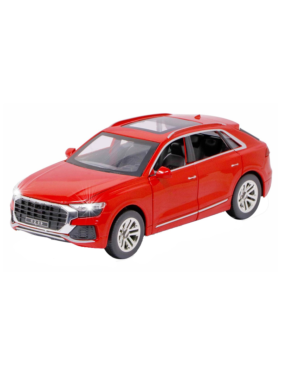 

UKAXA Kids 132 Die Cast Metal Model Q-8 Toy Car Pullback Openable Door Car, Red
