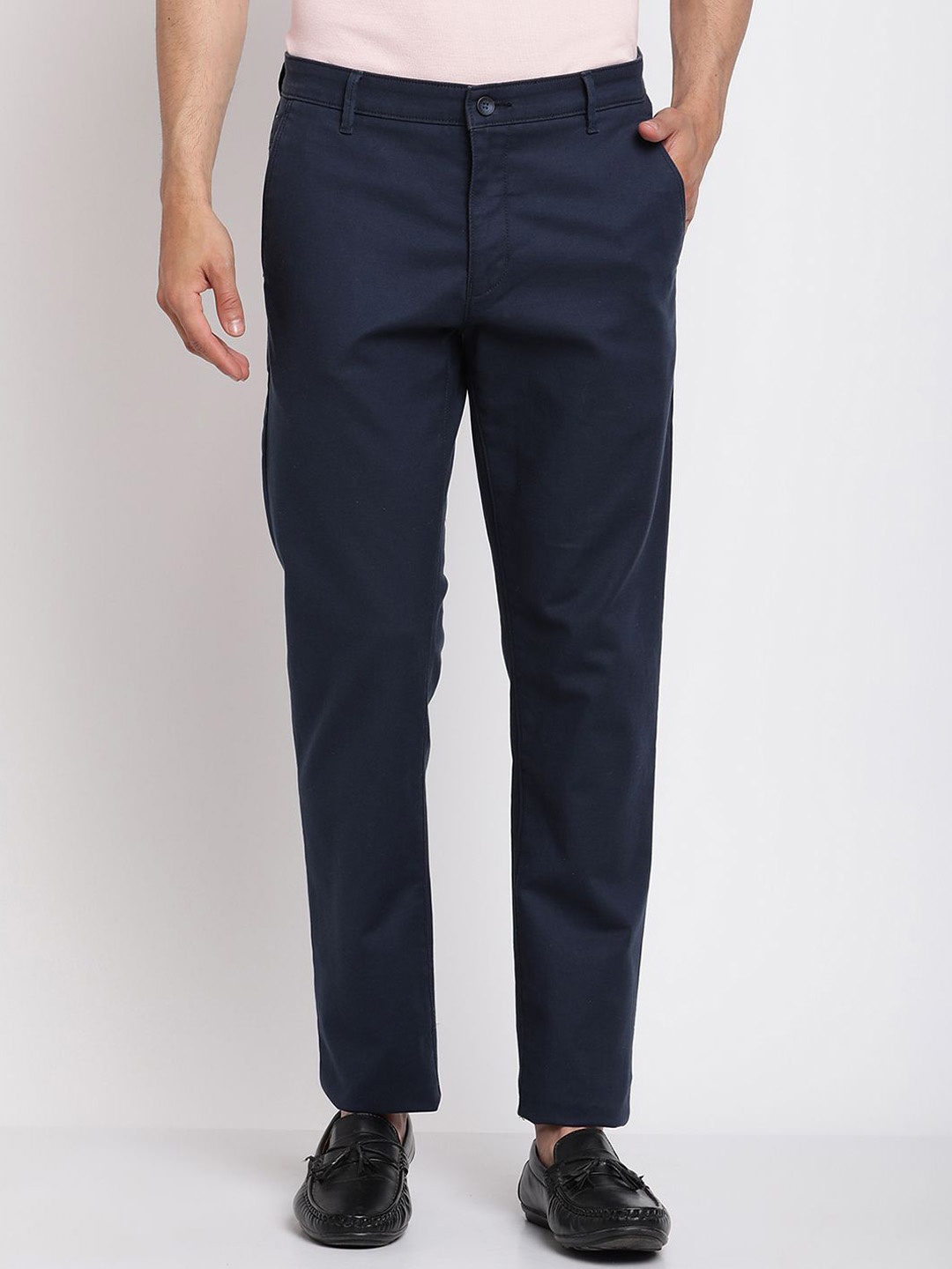 

Cantabil Men Original Regular Mid-Rise Relaxed Fit Trousers, Blue