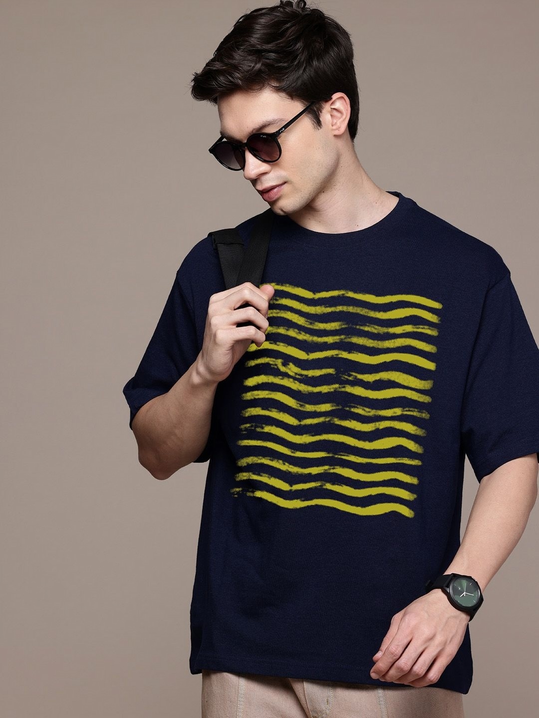 

Moda Rapido Men Printed T-shirt, Navy blue