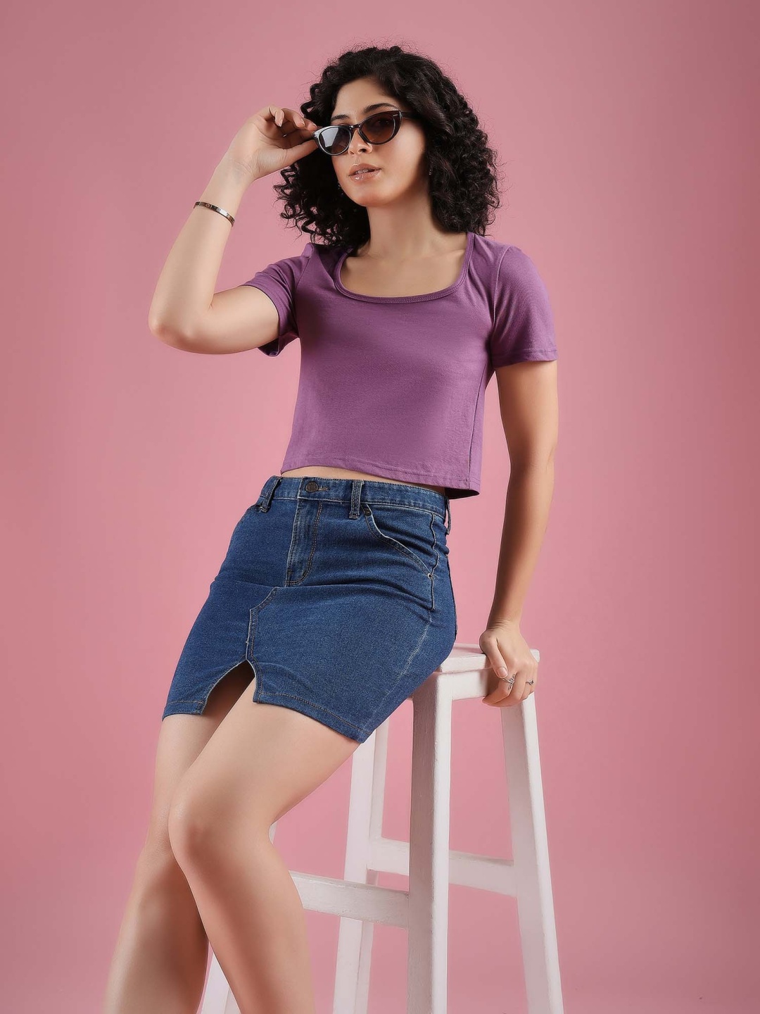 

DressBerry Women Solid Scoop Neck Cotton T-shirt, Purple