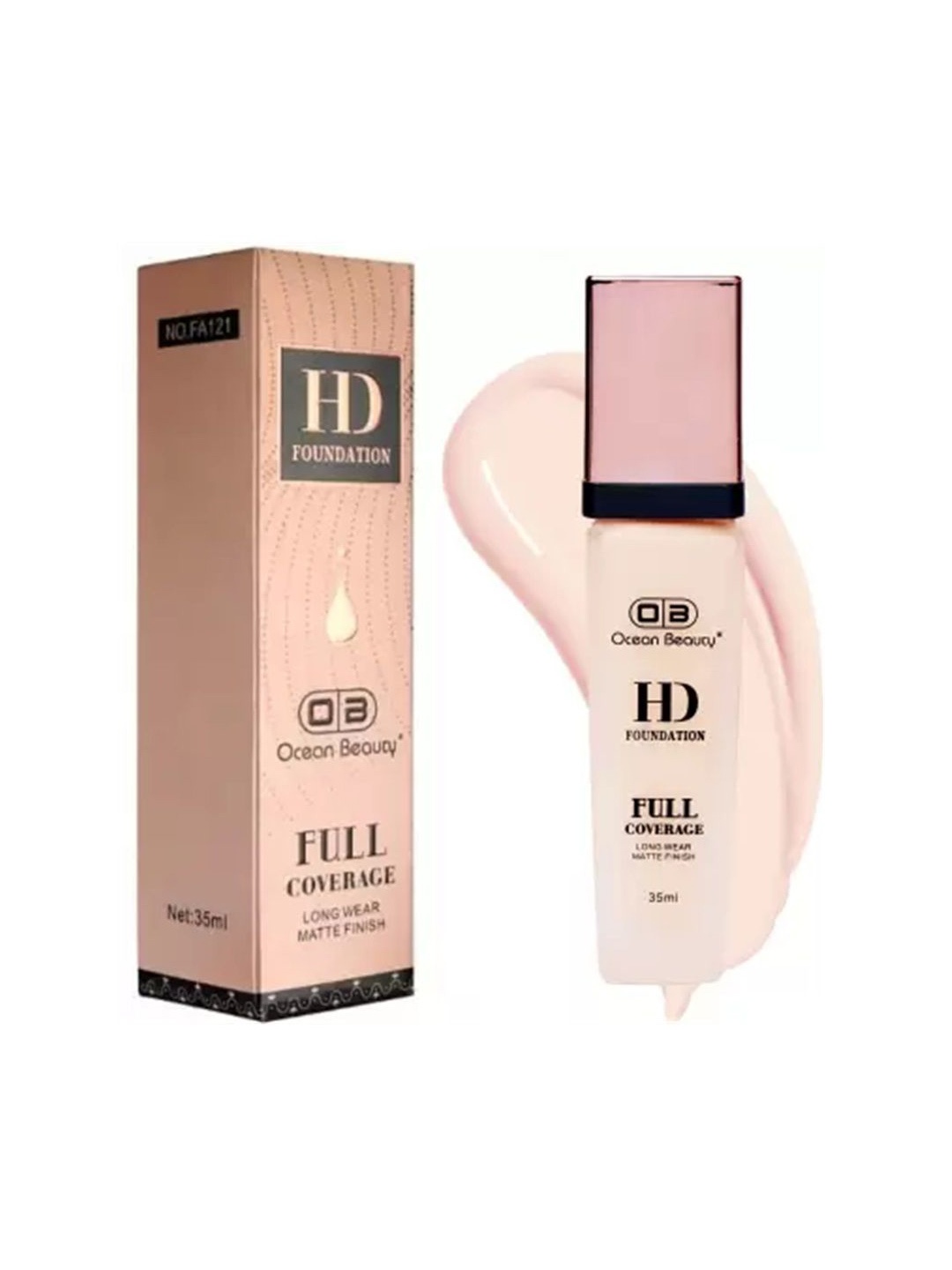 

OB Ocean Beauty Full Coverage Long Wear HD Foundation - 35 ml - Shade 02, Beige