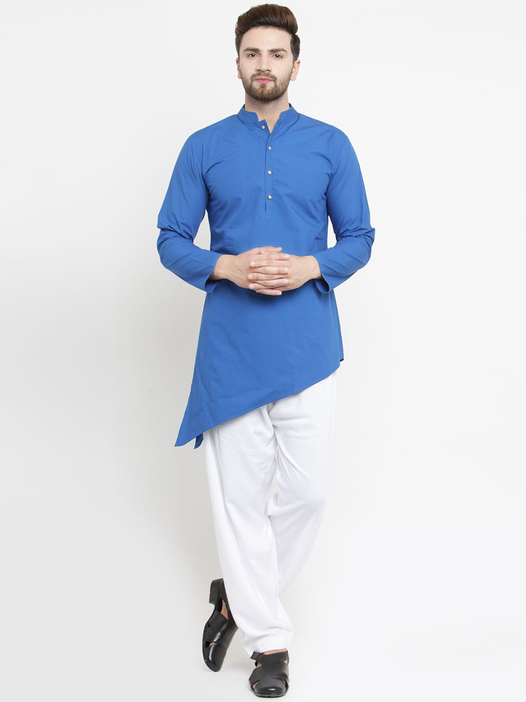 

Moda Rapido Band Collar Straight Kurta, Blue