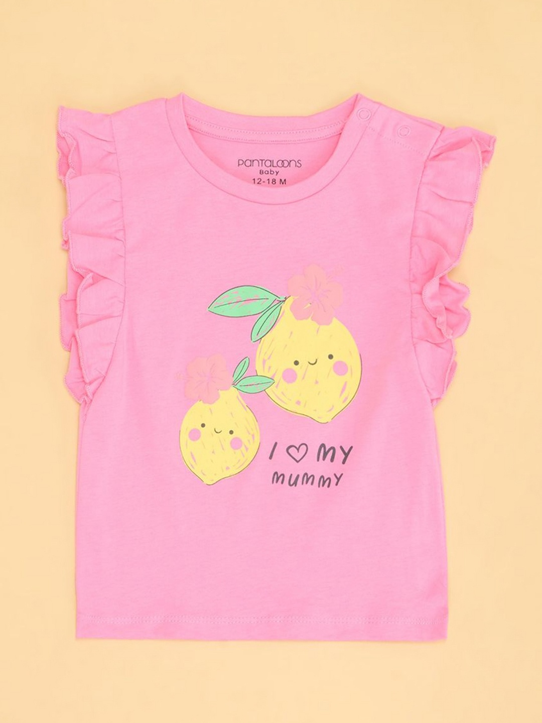 

Pantaloons Baby Girls Graphic Printed T-shirt, Pink