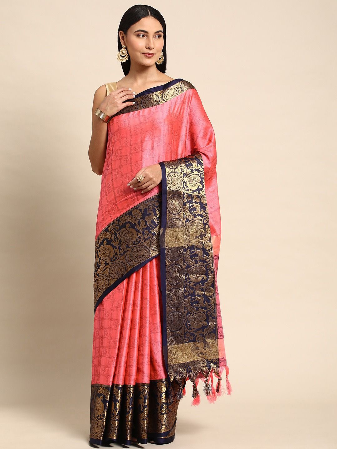 

DIVASTRI Woven Design Zari Banarasi Saree, Pink