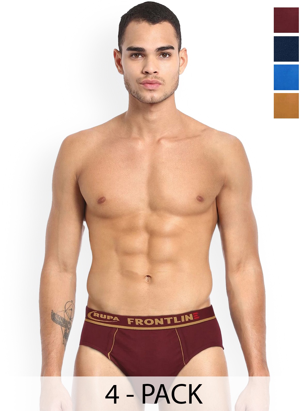 

Rupa Pack Of 4 Assorted Pure Cotton Basic Briefs - Frontline-Expando-Plain-4--80