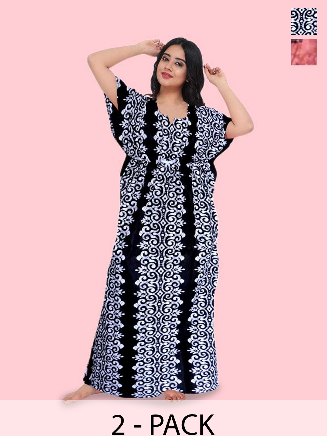 

PR PINK ROYAL Printed Maxi Nightdress, Black