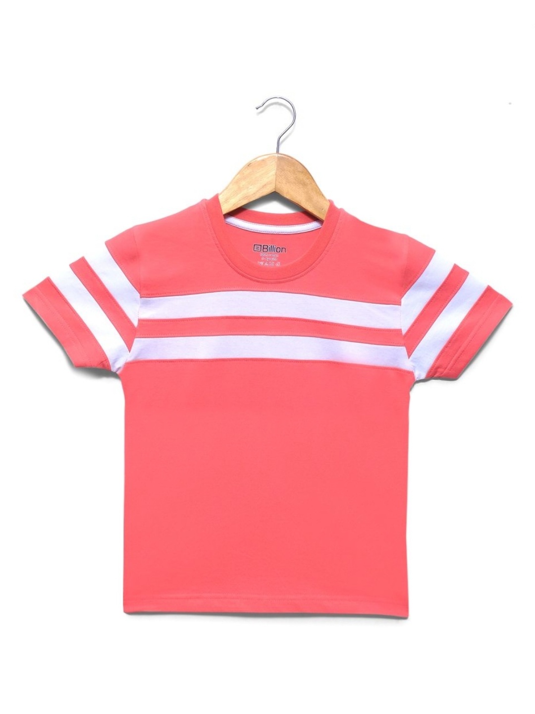 

Billion Boys Striped Round Neck Cotton T-shirt, Pink