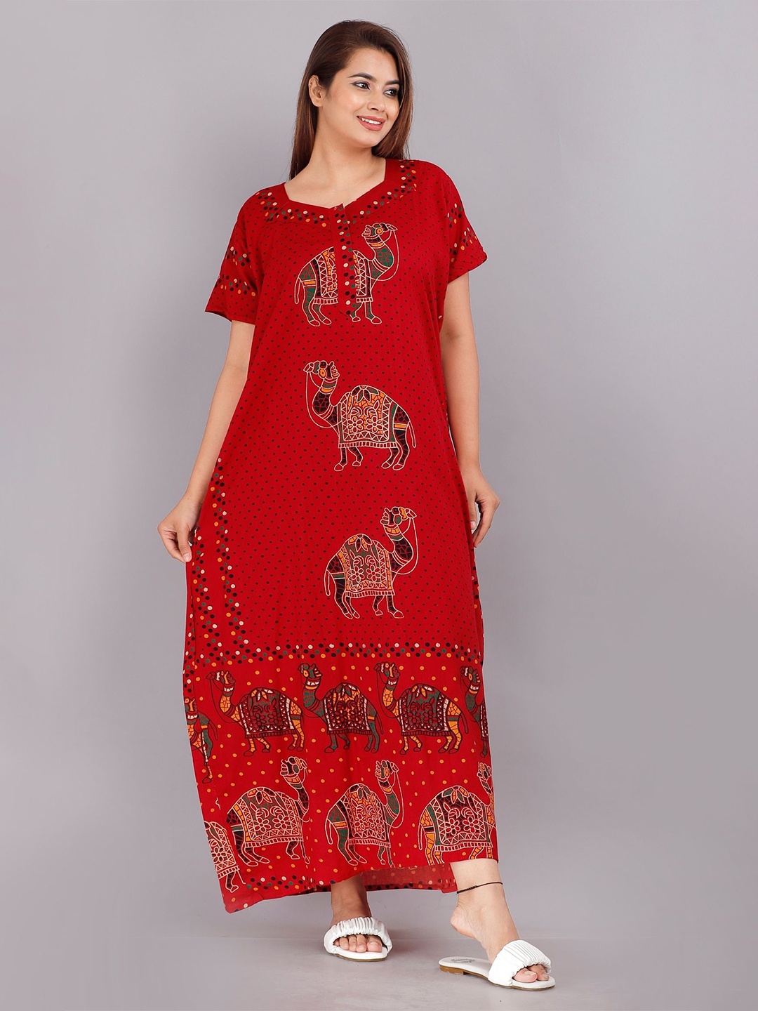 

PR PINK ROYAL Printed Maxi Nightdress, Red