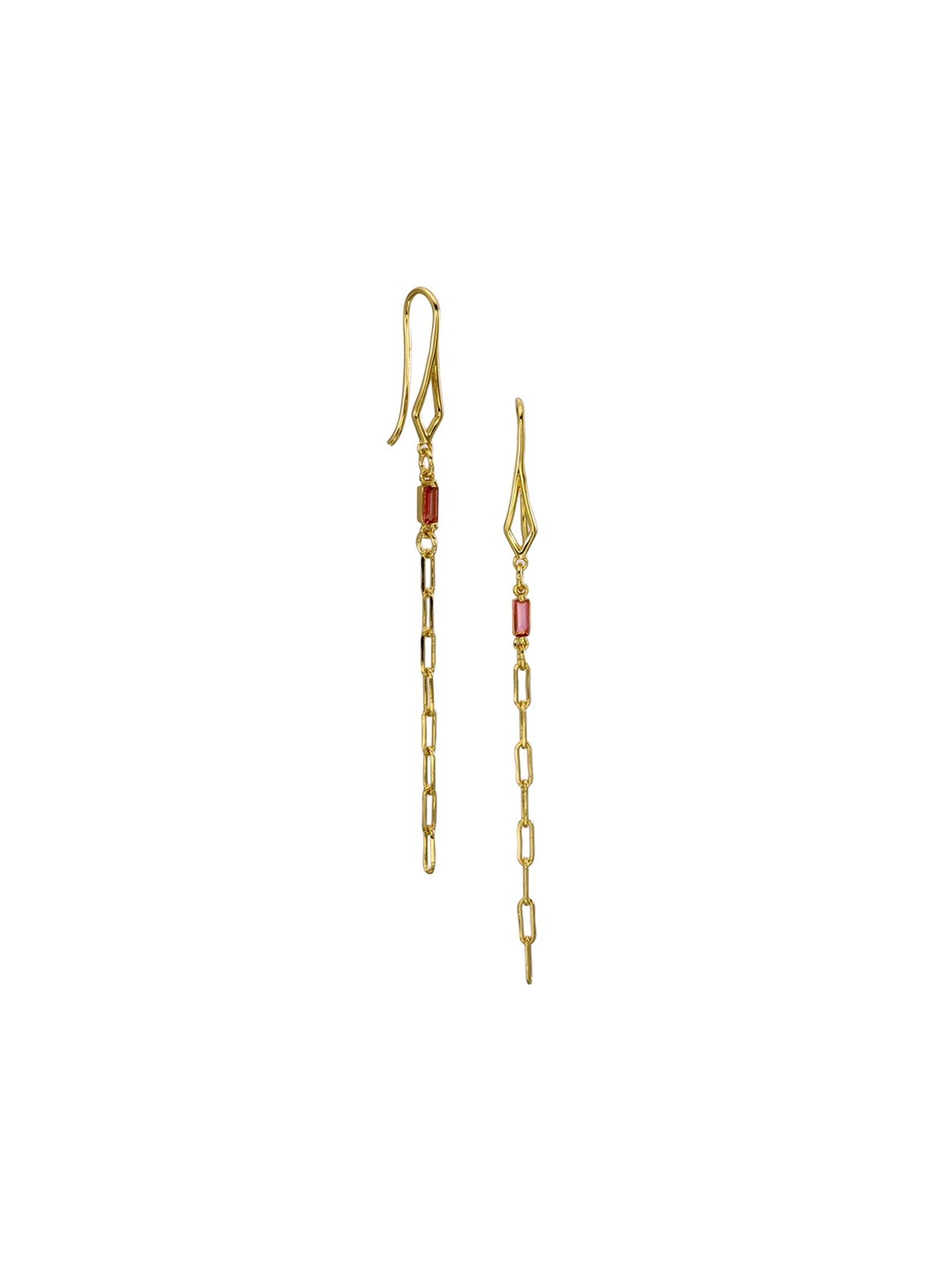 

ISHI New York Gold-Plated Cubic Zirconia Studded Contemporary Drop Earrings