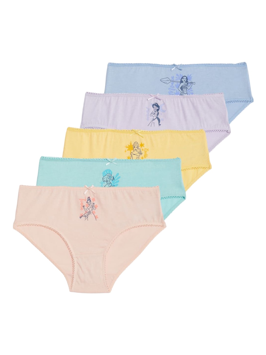 

Marks & Spencer Girls Pack Of 5 Printed Pure Cotton Disney Princess Briefs - T711963DMUL, Blue