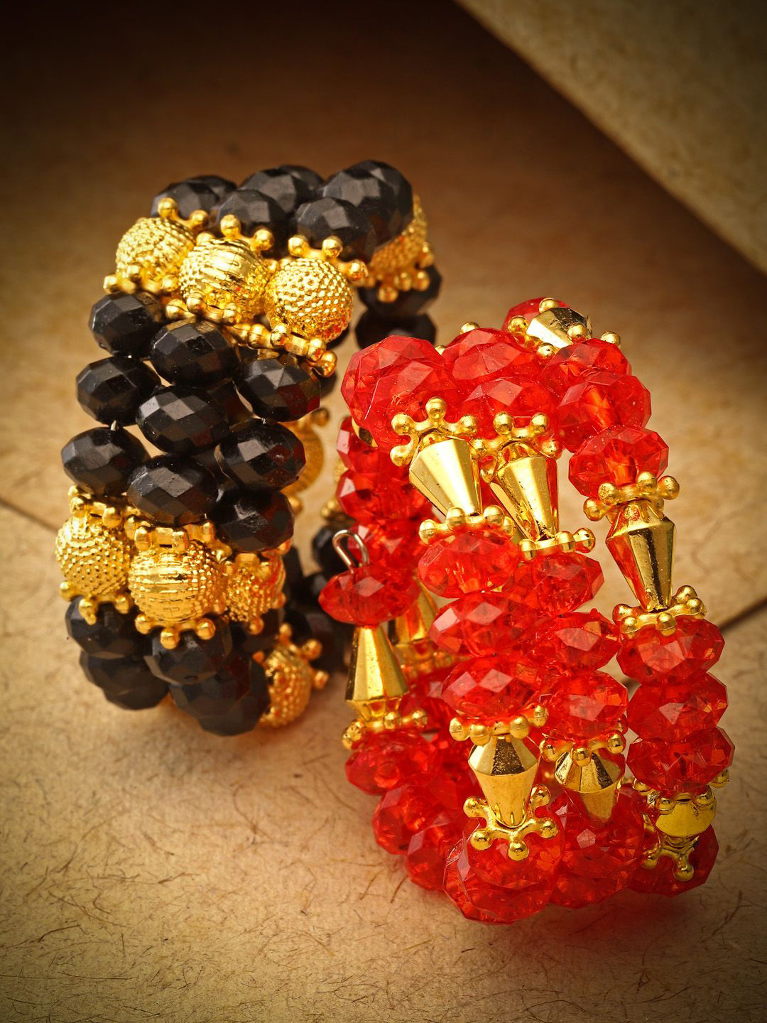 

Stoln Girls Set Of 2 Artificial Beaded Wraparound Bracelet, Red