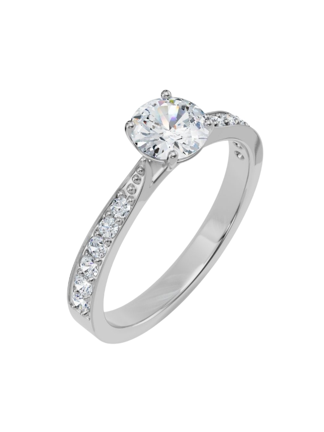 

Emori Women Sidestones Engagement 0.69CT Diamond Ring 2.49gm, White