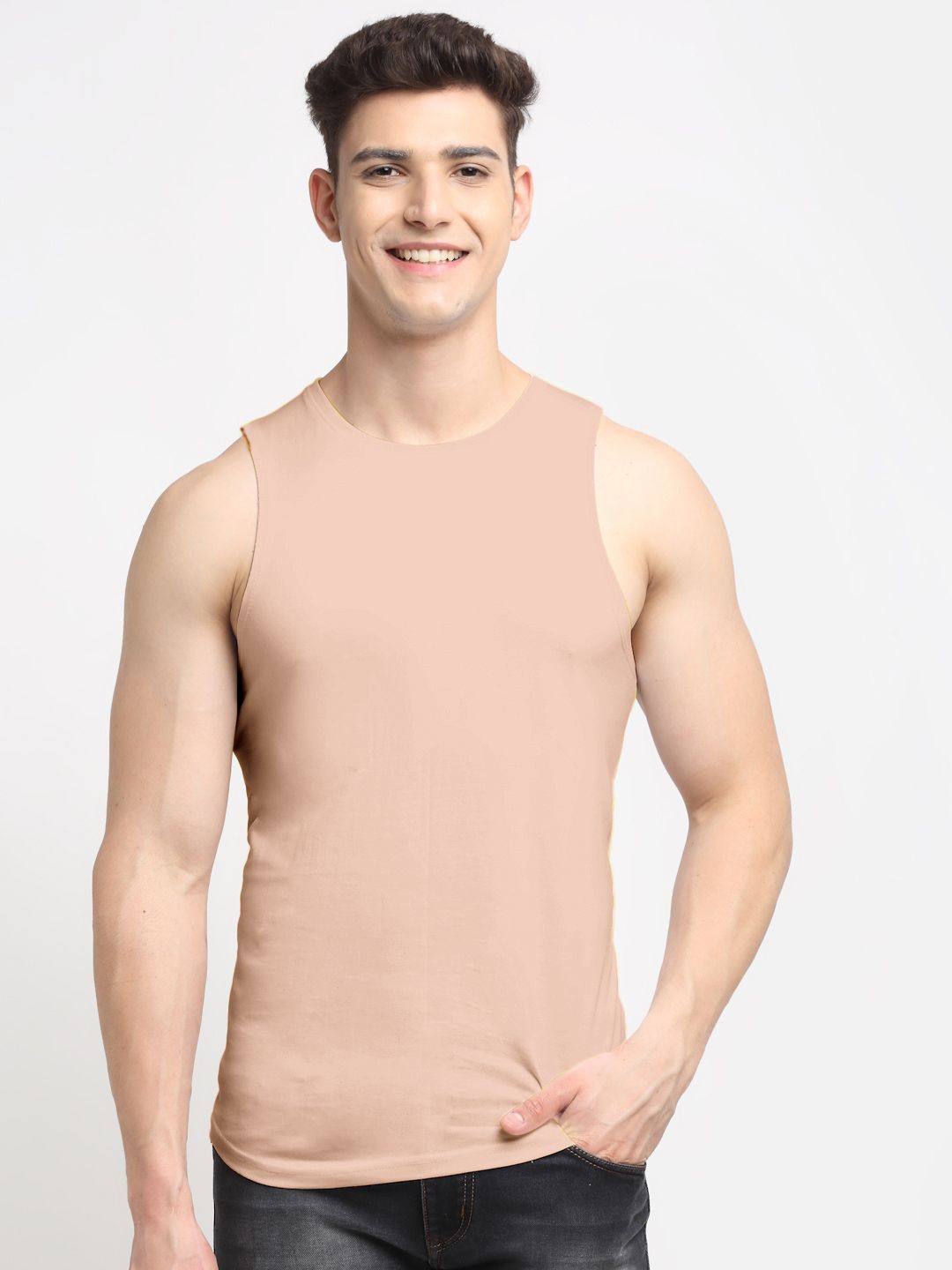 

Friskers Pure Cotton Round Neck Innerwear Vests, Coral