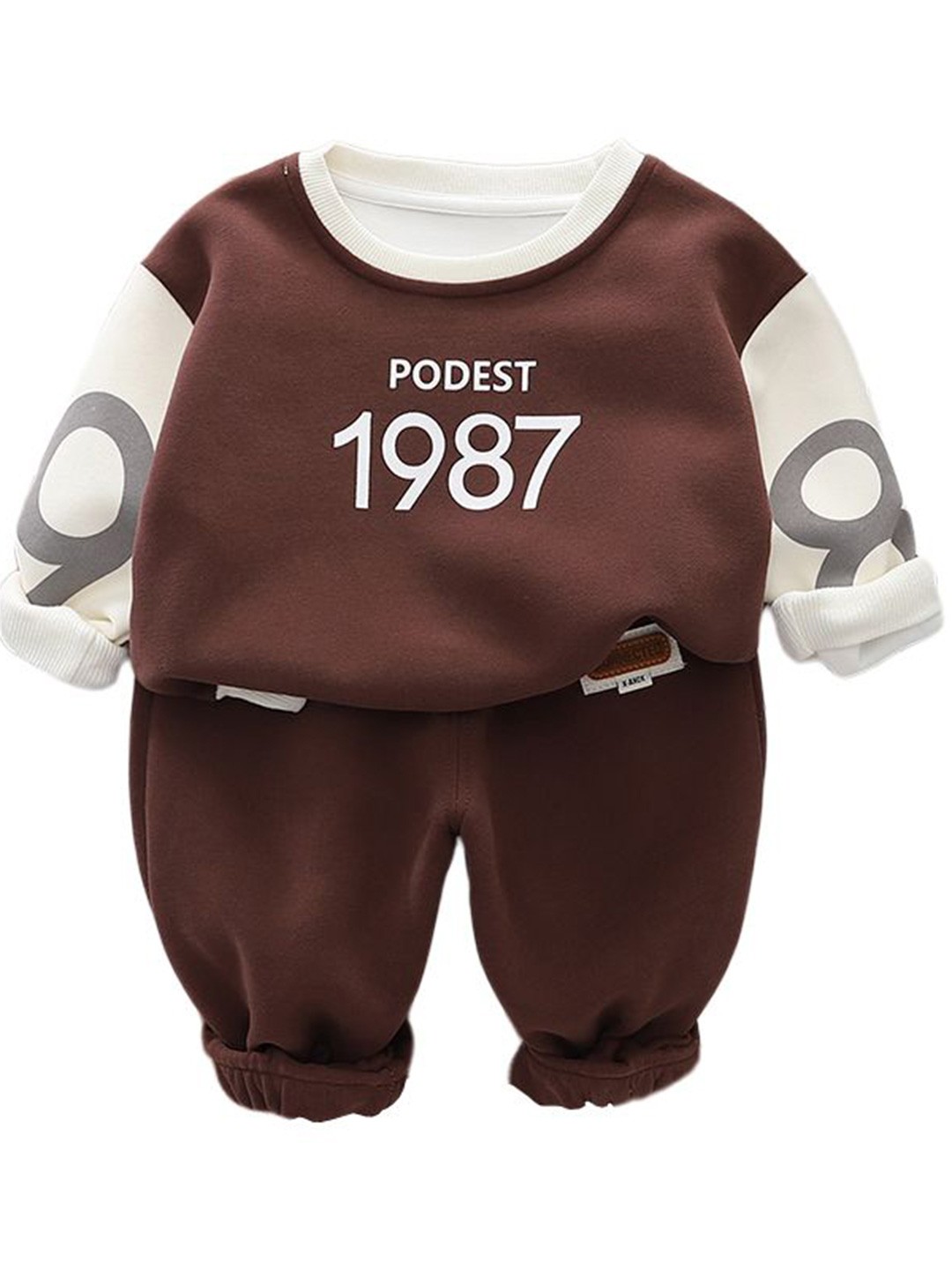 

StyleCast x Revolte Boys Printed Sweatshirt With Trousers, Brown