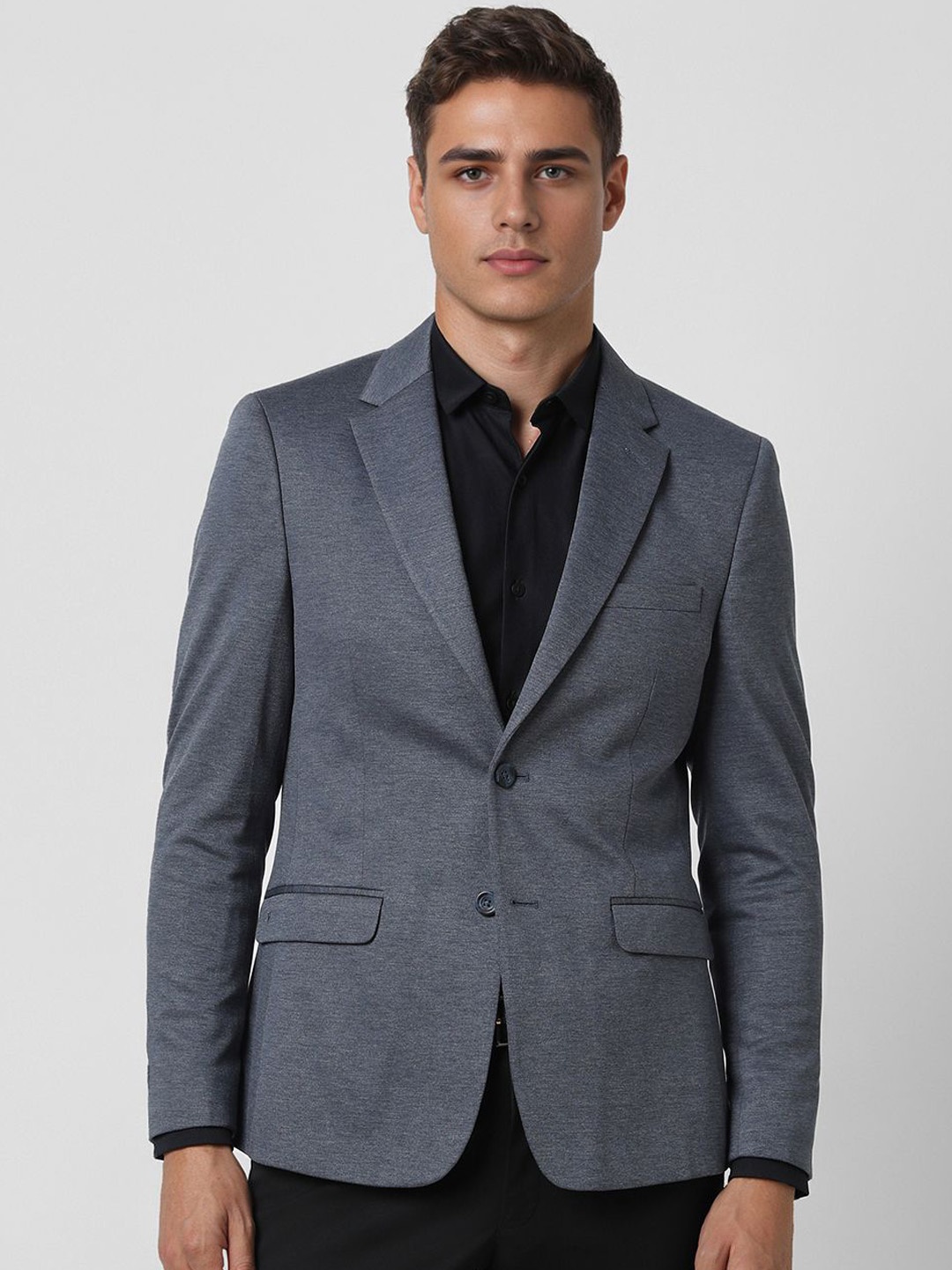 

Van Heusen Notched Lapel Collar Single Breasted Blazer, Grey