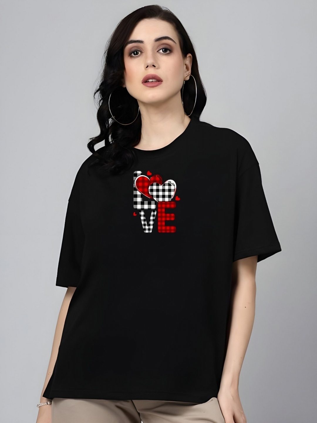 

Moda Rapido Women Typography Printed Round Neck Cotton Relaxed Fit T-shirt, Black