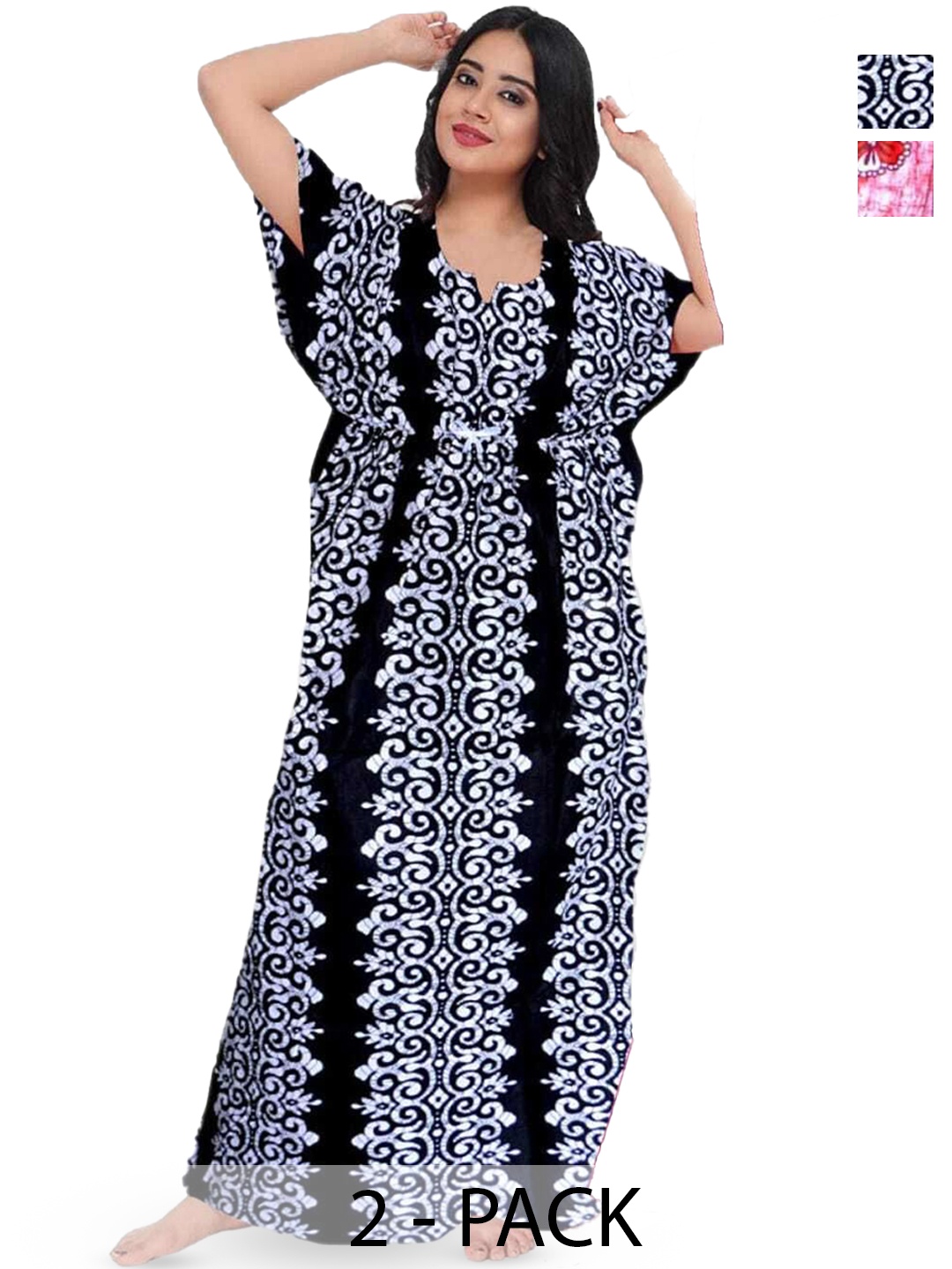 

PR PINK ROYAL Printed Maxi Nightdress, Black