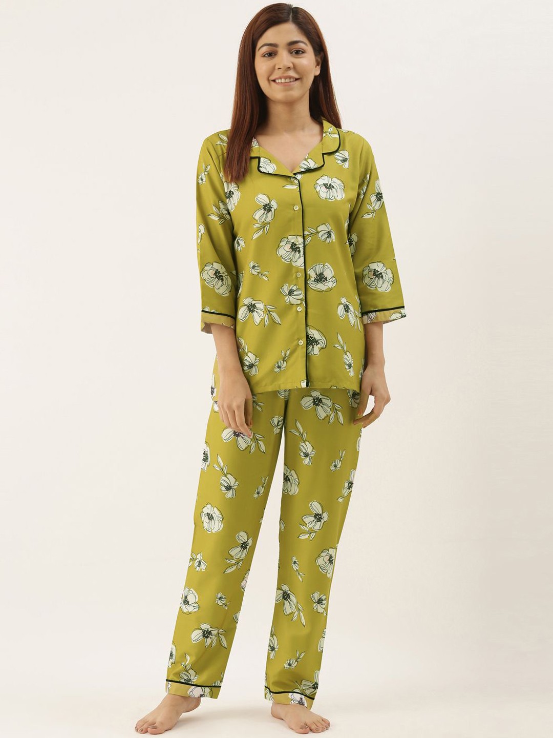 

Bannos Swagger Women Printed Night suit, Green