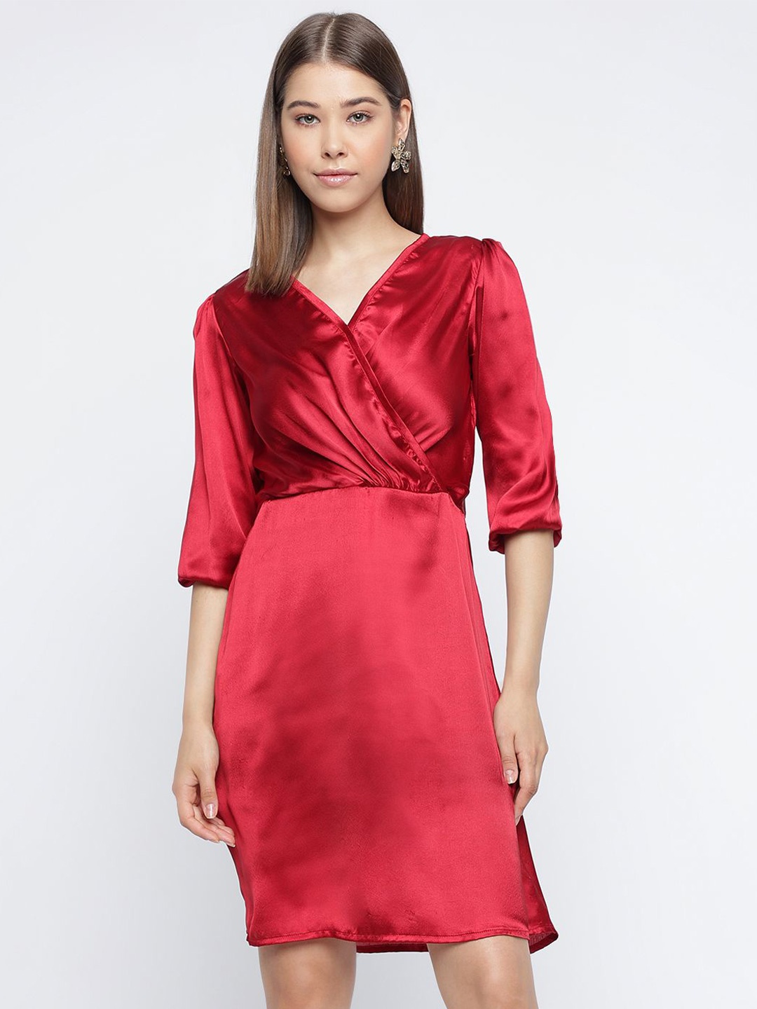 

DressBerry Women Satin Dress, Maroon