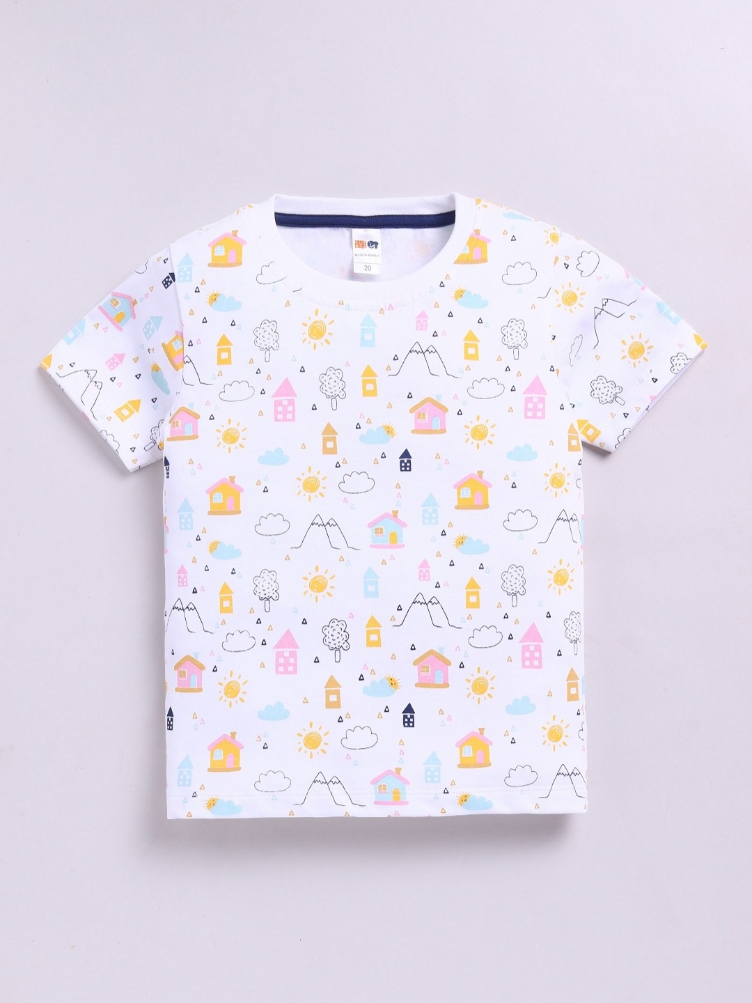 

LITTLE NINJA Boys Conversational Printed Round Neck Cotton T-shirt, White